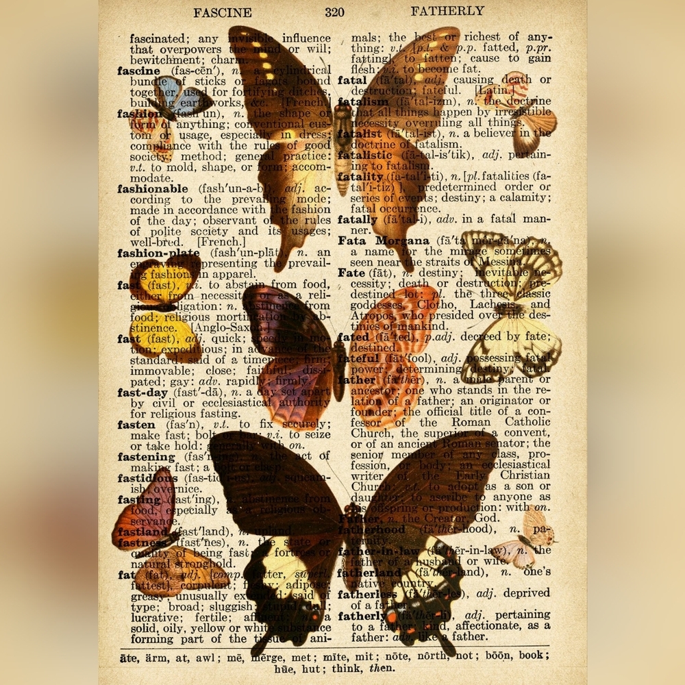 Vintage Butterfly Art Print - Picture 1 of 1